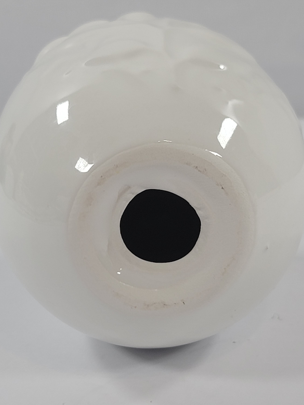White Ceramic Egg Embossed Raised Floral Design - Picture 7 of 9